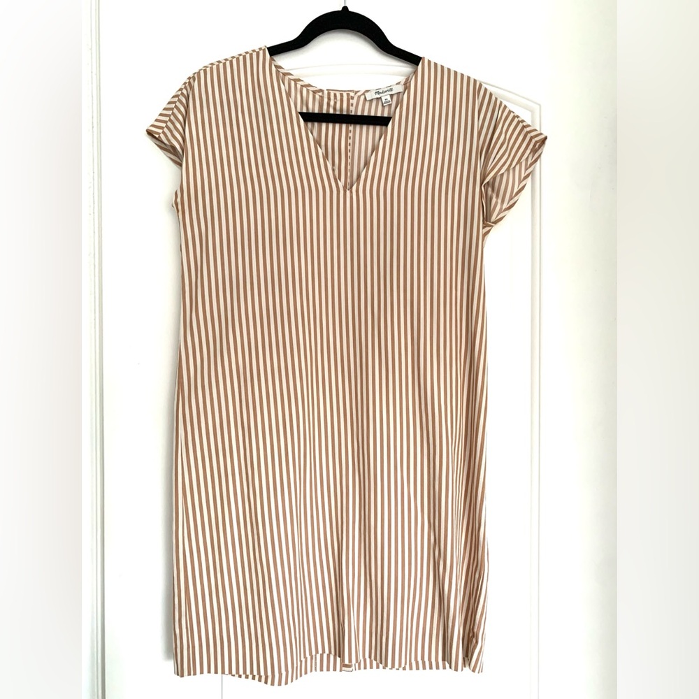 Madewell cream and beige striped dress, XS